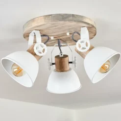 Lampes Industrielles-hofstein Plafonnier Orny Bois clair, Blanc, 3 lumières