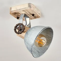 Lampes Industrielles-hofstein Plafonnier Orny Bois clair, Argenté, 1 lumière