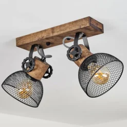 Lampes Industrielles-hofstein Plafonnier Orny Bois foncé, Noir, 2 lumières