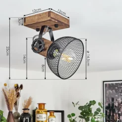 Lampes Industrielles-hofstein Plafonnier Orny Bois foncé, Noir, 1 lumière