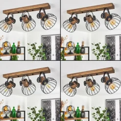 Lampes Industrielles-hofstein Plafonnier Orny Bois foncé, Noir, 3 lumières