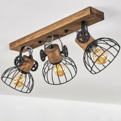 Lampes Industrielles-hofstein Plafonnier Orny Bois foncé, Noir, 3 lumières