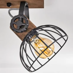 Lampes Industrielles-hofstein Plafonnier Orny Bois foncé, Noir, 2 lumières