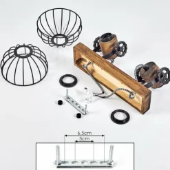 Lampes Industrielles-hofstein Plafonnier Orny Bois foncé, Noir, 2 lumières