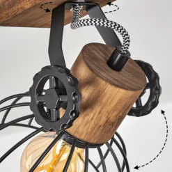 Lampes Industrielles-hofstein Plafonnier Orny Bois foncé, Noir, 2 lumières