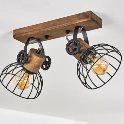 Lampes Industrielles-hofstein Plafonnier Orny Bois foncé, Noir, 2 lumières