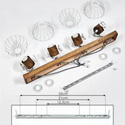Lampes Industrielles-hofstein Plafonnier Orny Bois foncé, Blanc, 4 lumières
