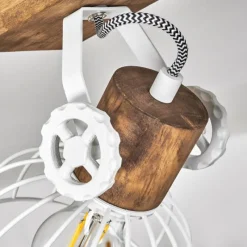 Lampes Industrielles-hofstein Plafonnier Orny Bois foncé, Blanc, 4 lumières