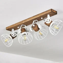 Lampes Industrielles-hofstein Plafonnier Orny Bois foncé, Blanc, 4 lumières