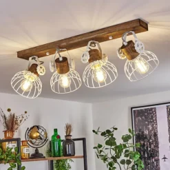 Lampes Industrielles-hofstein Plafonnier Orny Bois foncé, Blanc, 4 lumières