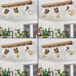 Lampes Industrielles-hofstein Plafonnier Orny Bois foncé, Blanc, 3 lumières