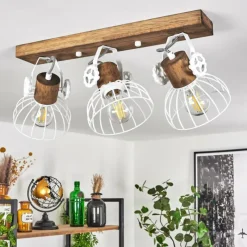 Lampes Industrielles-hofstein Plafonnier Orny Bois foncé, Blanc, 3 lumières