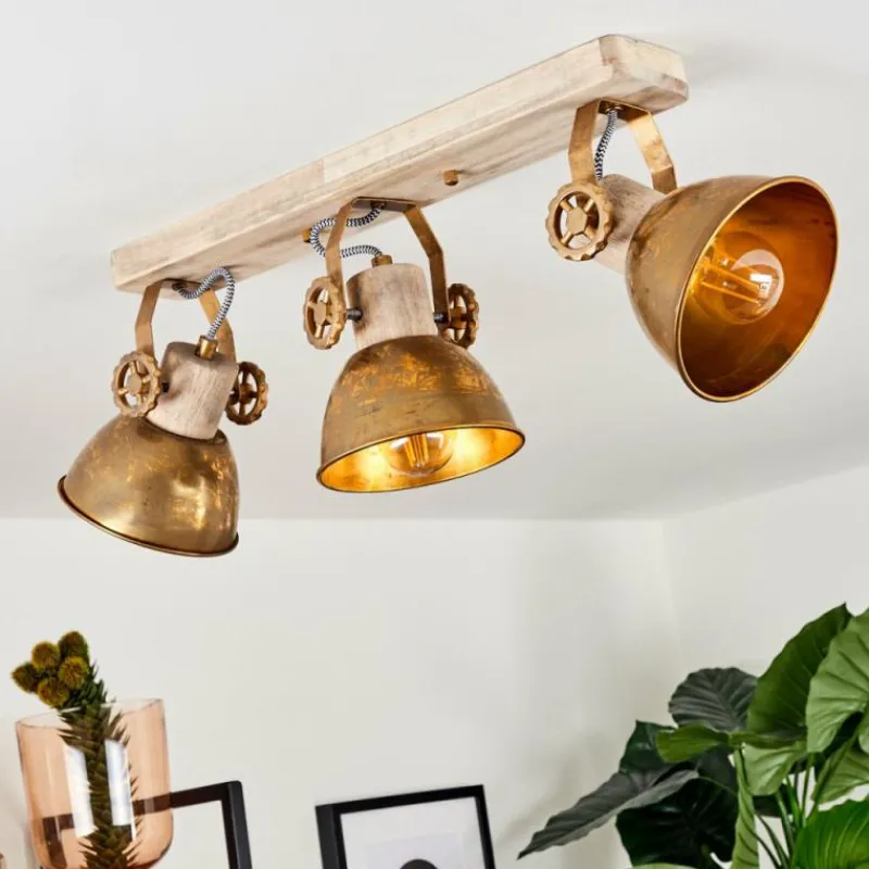 Lampes Dorées-hofstein Plafonnier Orny Bronze, Bois clair, 3 lumières