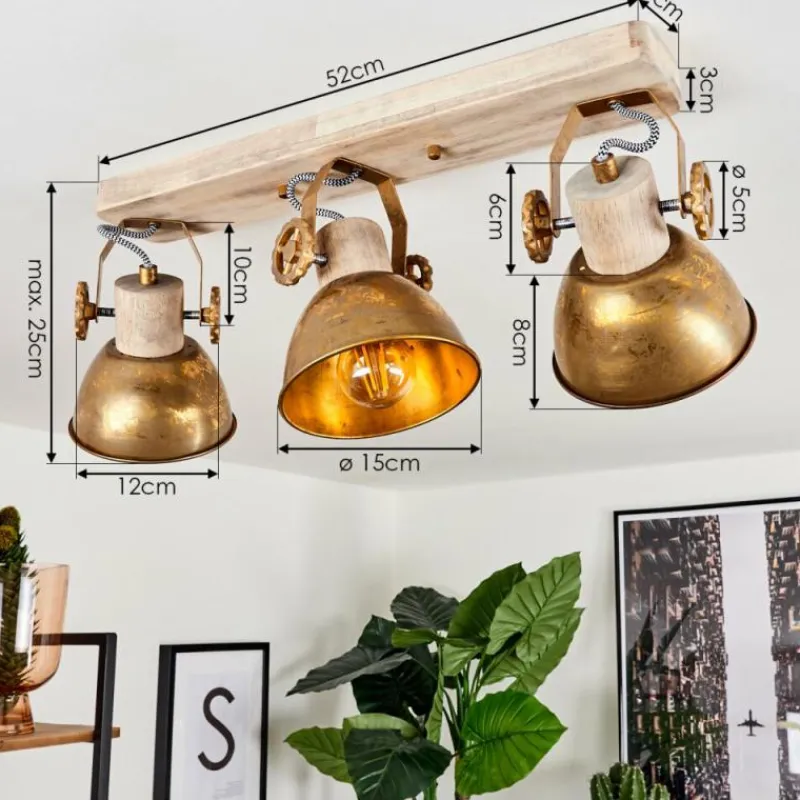 Lampes Dorées-hofstein Plafonnier Orny Bronze, Bois clair, 3 lumières