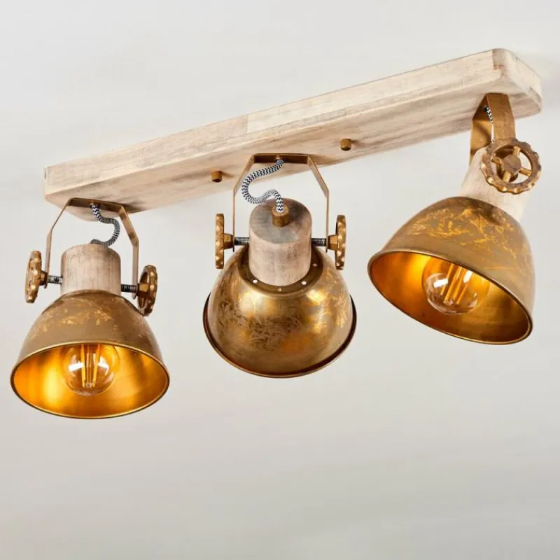 Lampes Dorées-hofstein Plafonnier Orny Bronze, Bois clair, 3 lumières