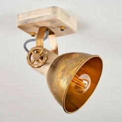 Lampes Industrielles-hofstein Plafonnier Orny Bronze, Bois clair, 1 lumière