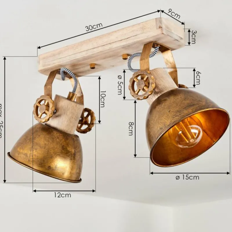 Lampes Dorées-hofstein Plafonnier Orny Bronze, Bois clair, 2 lumières