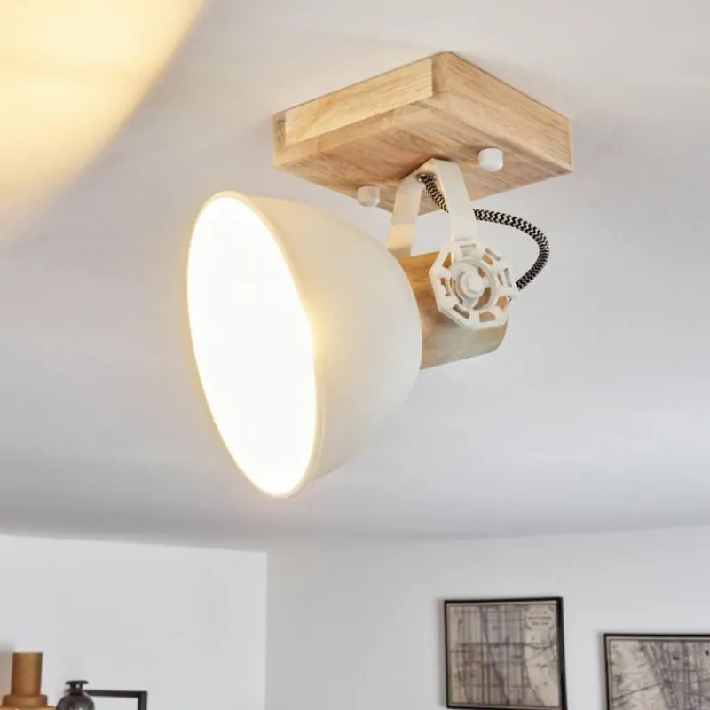 Lampes Industrielles-hofstein Plafonnier Orny Brun, Blanc, 1 lumière