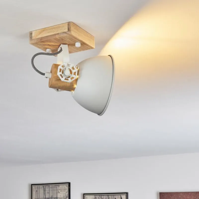 Lampes Industrielles-hofstein Plafonnier Orny Brun, Blanc, 1 lumière