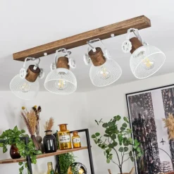 Lampes Industrielles-hofstein Plafonnier Orny Brun, Blanc, 4 lumières