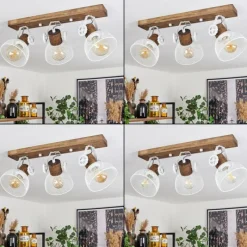 Lampes Industrielles-hofstein Plafonnier Orny Brun, Blanc, 3 lumières