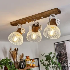 Lampes Industrielles-hofstein Plafonnier Orny Brun, Blanc, 3 lumières