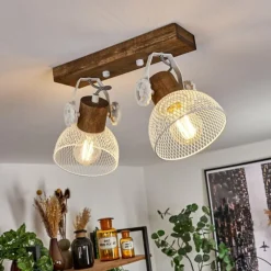 Lampes Industrielles-hofstein Plafonnier Orny Brun, Blanc, 2 lumières