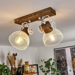 Lampes Industrielles-hofstein Plafonnier Orny Brun, Blanc, 2 lumières