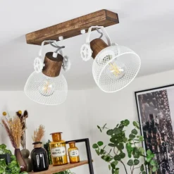 Lampes Industrielles-hofstein Plafonnier Orny Brun, Blanc, 2 lumières