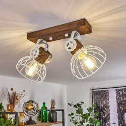 Lampes Industrielles-hofstein Plafonnier Orny Brun, Blanc, 2 lumières