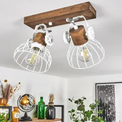 Lampes Industrielles-hofstein Plafonnier Orny Brun, Blanc, 2 lumières