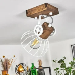 Lampes Industrielles-hofstein Plafonnier Orny Brun, Blanc, 1 lumière