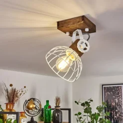 Lampes Industrielles-hofstein Plafonnier Orny Brun, Blanc, 1 lumière