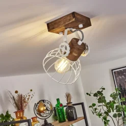 Lampes Industrielles-hofstein Plafonnier Orny Brun, Blanc, 1 lumière