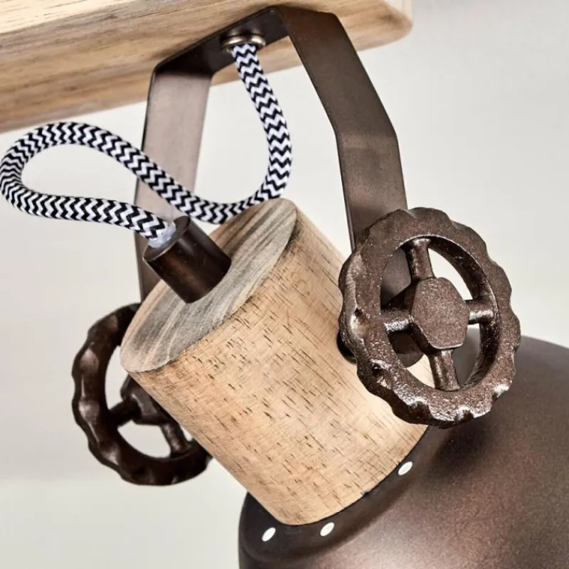 Lampes Industrielles-hofstein Plafonnier Orny Brun, Bois clair, 4 lumières