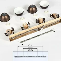 Lampes Industrielles-hofstein Plafonnier Orny Brun, Bois clair, 4 lumières