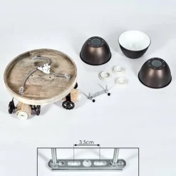 Lampes Industrielles-hofstein Plafonnier Orny Brun, Bois clair, 3 lumières