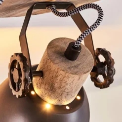 Lampes Industrielles-hofstein Plafonnier Orny Brun, Bois clair, 3 lumières