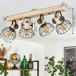 Lampes Industrielles-hofstein Plafonnier Orny Brun, Écru, 4 lumières