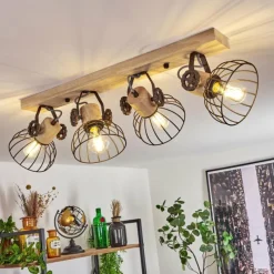 Lampes Industrielles-hofstein Plafonnier Orny Brun, Écru, 4 lumières