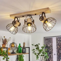 Lampes Industrielles-hofstein Plafonnier Orny Brun, Écru, 3 lumières