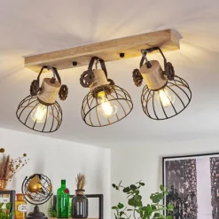 Lampes Industrielles-hofstein Plafonnier Orny Brun, Écru, 3 lumières