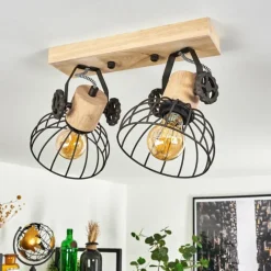 Lampes Industrielles-hofstein Plafonnier Orny Brun, Écru, 2 lumières