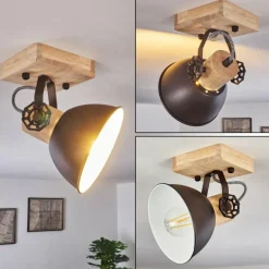 Lampes Industrielles-hofstein Plafonnier Orny Brun, Noir, 1 lumière