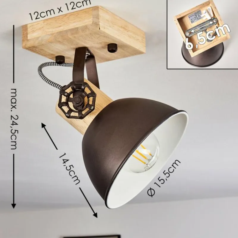 Lampes Industrielles-hofstein Plafonnier Orny Brun, Noir, 1 lumière