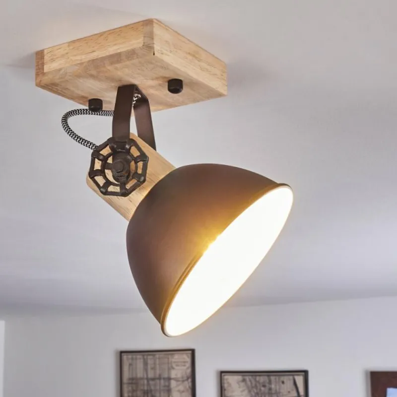 Lampes Industrielles-hofstein Plafonnier Orny Brun, Noir, 1 lumière