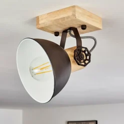 Lampes Industrielles-hofstein Plafonnier Orny Brun, Noir, 1 lumière