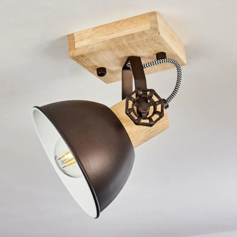 Lampes Industrielles-hofstein Plafonnier Orny Brun, Noir, 1 lumière