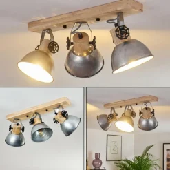 Lampes Industrielles-hofstein Plafonnier Orny Brun, Zingué, 3 lumières