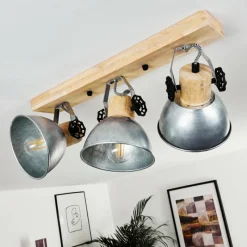Lampes Industrielles-hofstein Plafonnier Orny Brun, Zingué, 3 lumières